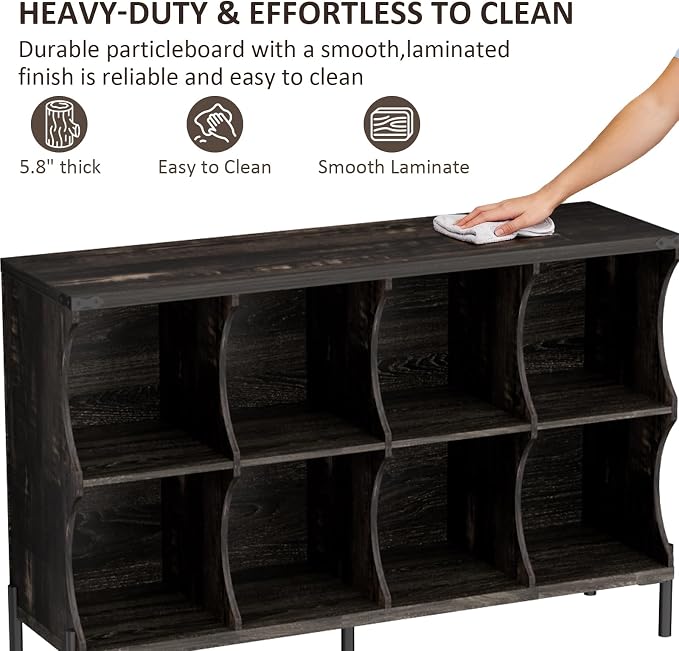 8 Cube Storage Shelf Organizer, Low Book Shelf Bookcase Entryway Table - Image 4