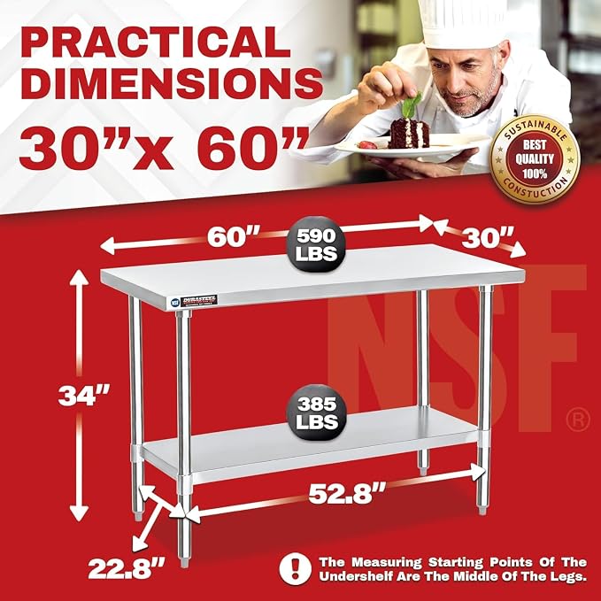 DuraSteel 30x60 Stainless Steel Work Table - Image 2