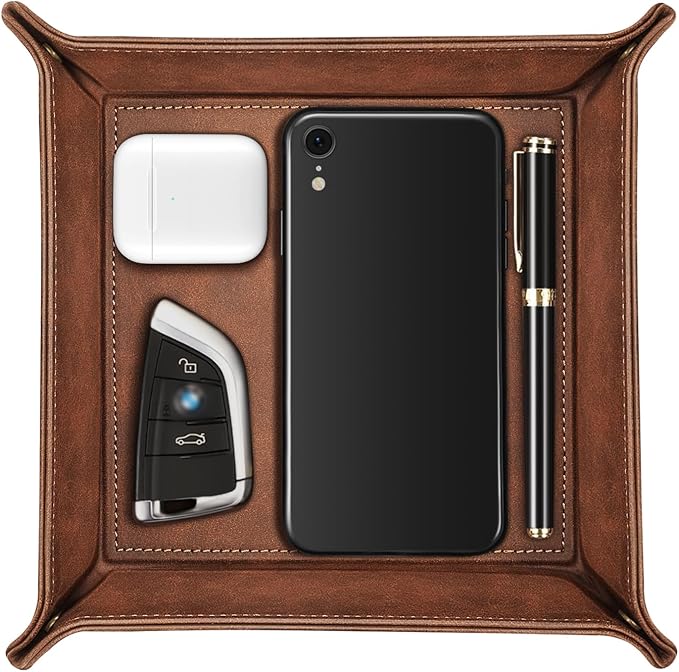 SITHON Valet Tray Desktop Storage Organizer – Premium PU Leather Catchall by SITHON