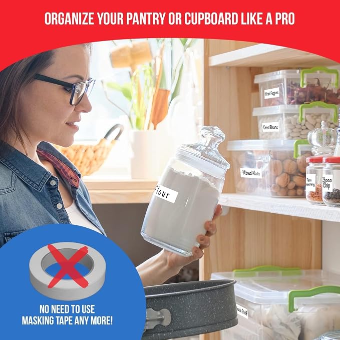 MESS Removable Food Labels for Containers 1x3" & 1.5" Erasable Kitchen Labels - Image 6