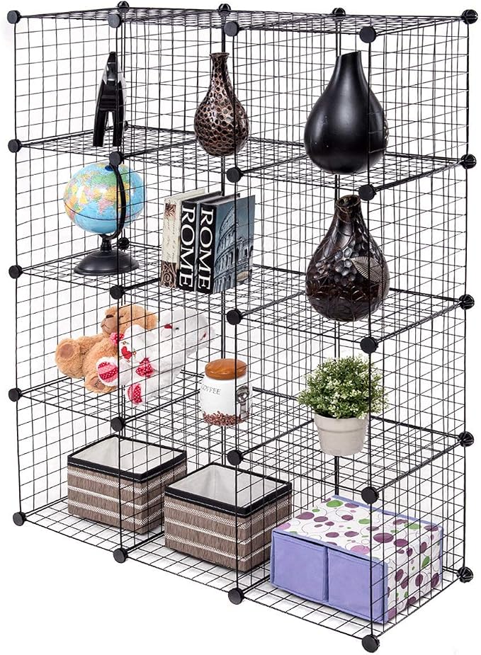 Tangkula Metal Wire Cube Storage, 12-Cube Stackable Free Standing Cubby Storage by TANGKULA