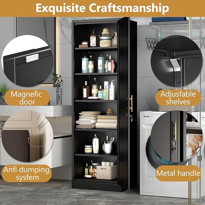 Tall Narrow Slim Metal Storage Cabinet - Image 3