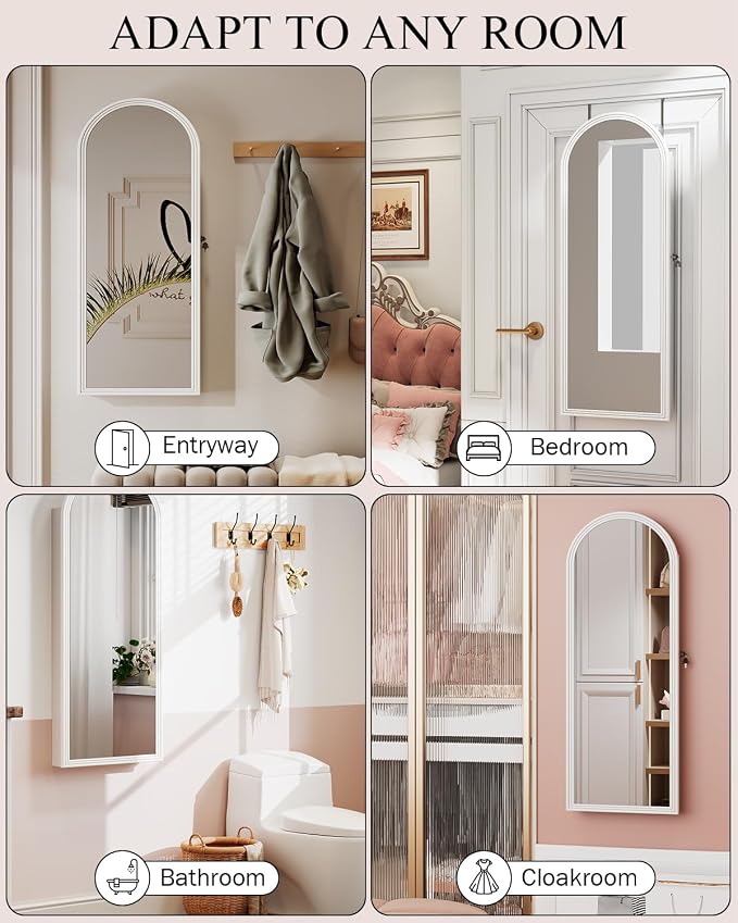 Jewelry Cabinet Organizer with Mirror, 47 inch Lockable Full-Length Mirror - Image 6