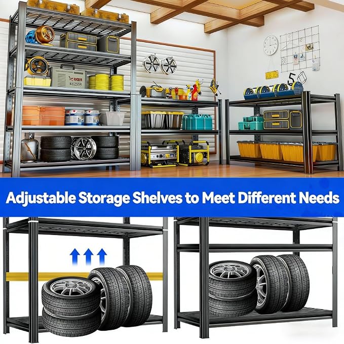 5 Tier Wire Garage Shelving Heavy Duty Storage Shelving 73" H x 36" W x 16" D - Image 4