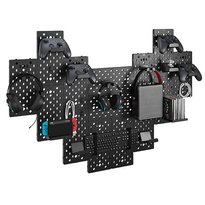 PEGZONE Controller and Headphone Holder Wall Mount, Modular Gaming Pegboard by Pegzone