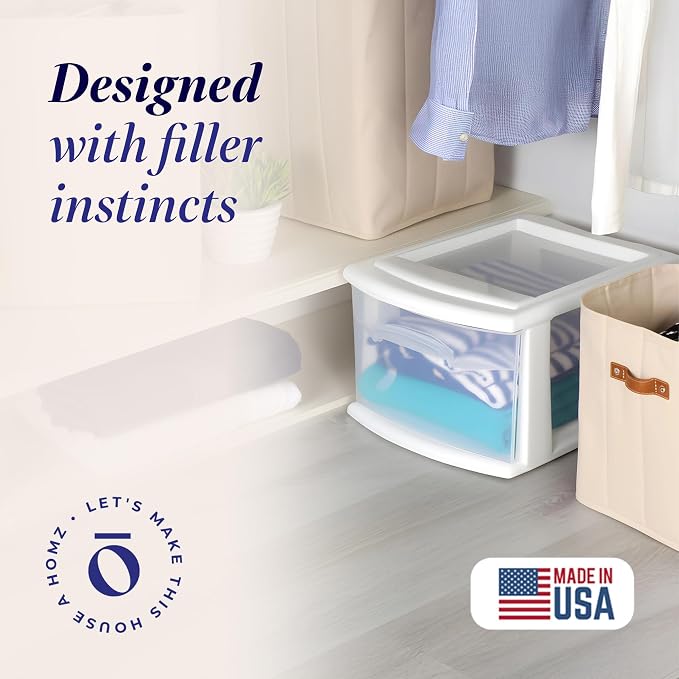 HOMZ 1 Drawer Storage Cart, Medium Plastic Container, 2 Pack | 14.25" Wide - Image 4
