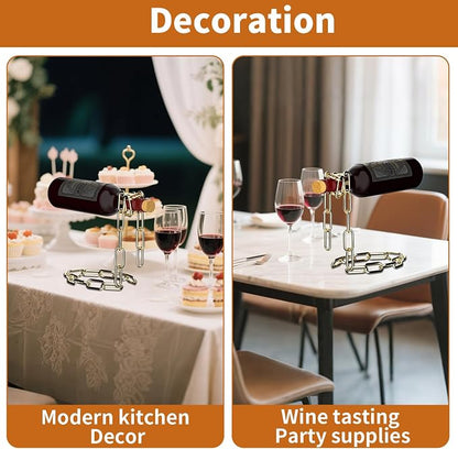 TBWHL Novelty Magic Wine Bottle Holder Floating Steel Link Chain Wine Bottle - Image 9