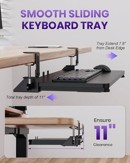 Ergonomic Mouse & Keyboard Tray Under Desk, Pull Out - Image 3