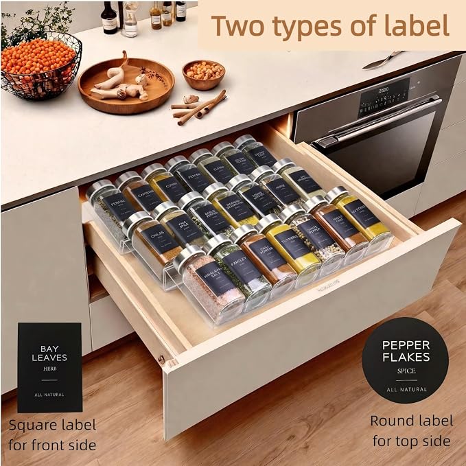 Glass Spice Jars with Stainless Steel Lids: 26 pcs 4oz Spice Containers with - Image 3
