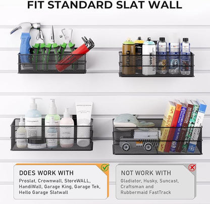 INCLY 4 Pack Upgrade Slatwall Baskets, Heavy Duty Metal Mesh Basket | Mounted - Image 5