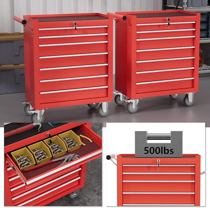 7-Drawer Tool Chest, Rolling Tool Cart - Image 6