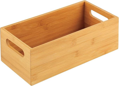 mDesign Bamboo Storage Bin Container, Drawer Organizer Crate Boxes - Image 8