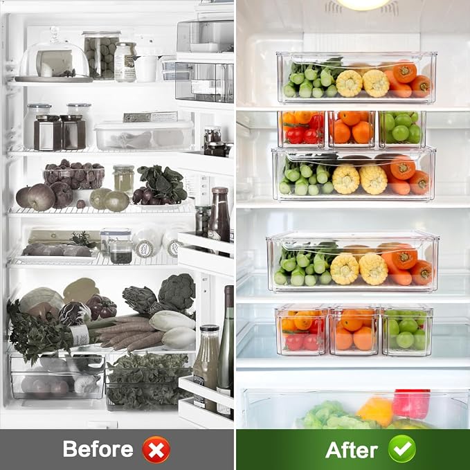ZIJUND 4 Pack Fridge Organizer, Stackable Refrigerator Organizer Bins - Image 5