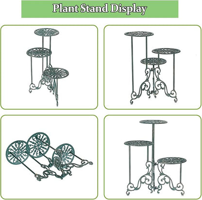 OwnMy 3 Tier Heavy Duty Cast Iron Plant Stand Foldable Wrought Iron Flower Pot - Image 8