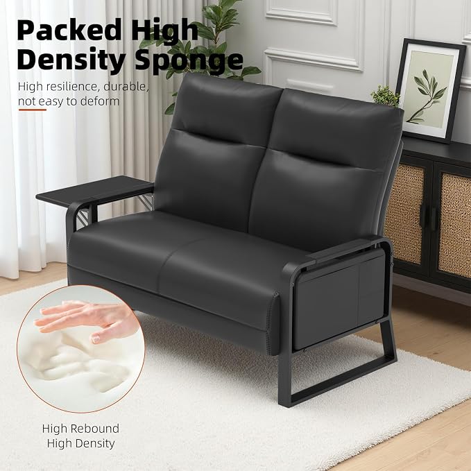 Faux Leather Loveseat, Upholstered Loveseat - Image 5