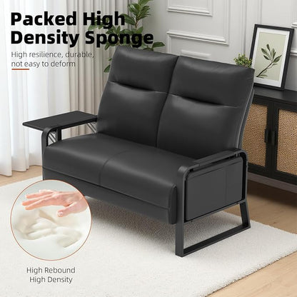 Faux Leather Loveseat, Upholstered Loveseat - Image 5