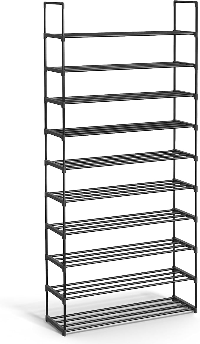 SONGMICS Shoe Rack, 10-Tier Shoe Organizer, Metal Storage Shelf, Upright or by Unknown