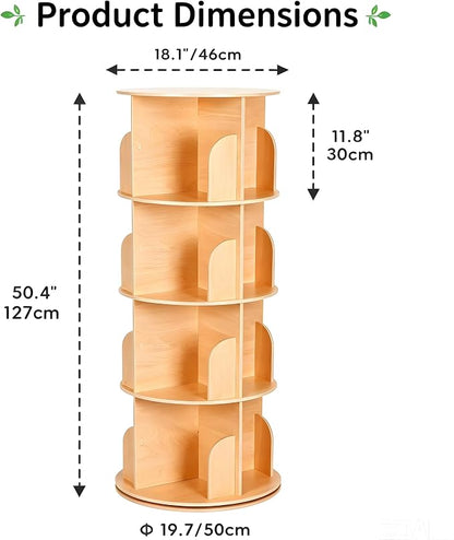 4 Tier Rotating Bookshelf, 360 Display Floor Standing Bookcase | Corner - Image 3