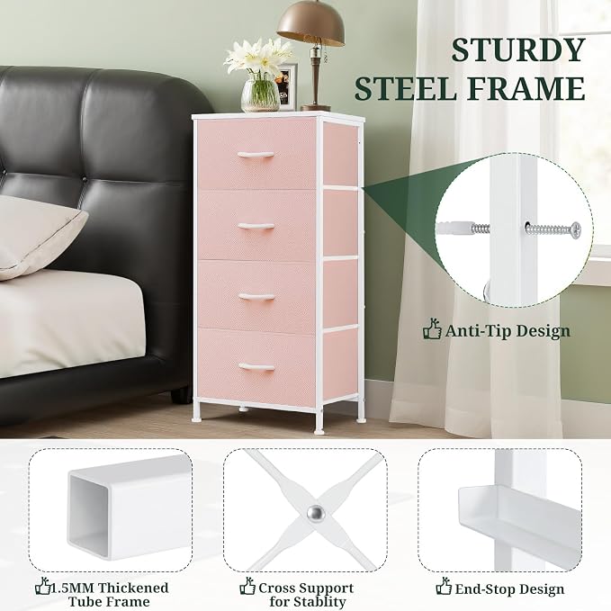 4 Drawers Dresser for Bedroom Fabric Storage Tower - Image 4