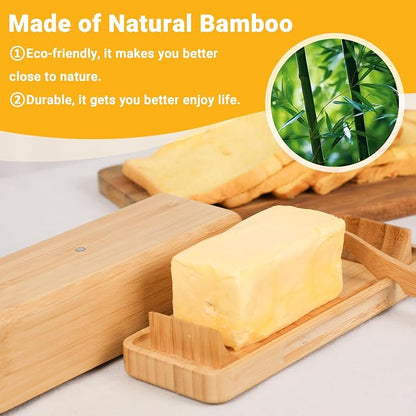 Bamboo Butter Dish with Lid for Countertop Butter Container for Fridge Magnetic - Image 5