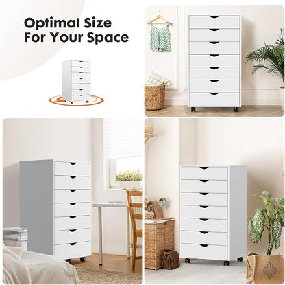 OLIXIS 7 Drawer File Cabinet on Wheels, Printer Stand | Fits Under Desks - Image 6