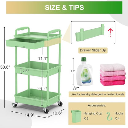 Goovilla 3 Tier Rolling Utility Cart Organizer - Image 4