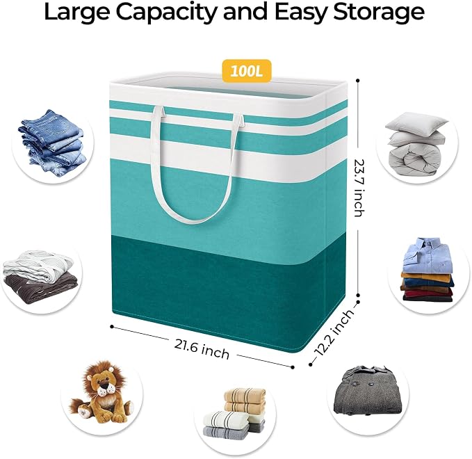 HomeHacks 2-Pack Large Laundry Basket, Waterproof, Freestanding Laundry Hamper - Image 4