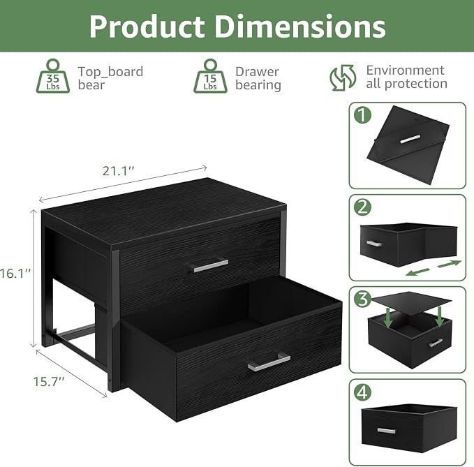 BOLUO Stackable Storage Drawers Closet Organizers and Storage Fabric 2 Drawer - Image 3