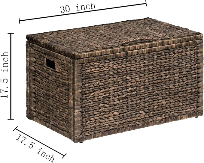 eHemco Water Hyacinth Wicker Storage Trunk, 30x17.5x17.5 | Safety Hinge - Image 7