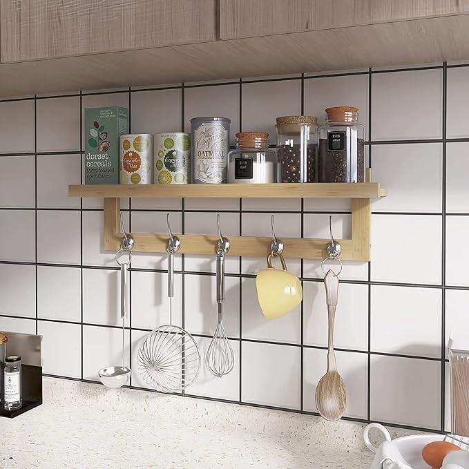 SMIBUY Coat Hooks with Shelf Wall-Mounted, 29.2 Inch Entryway Coat Rack - Image 4