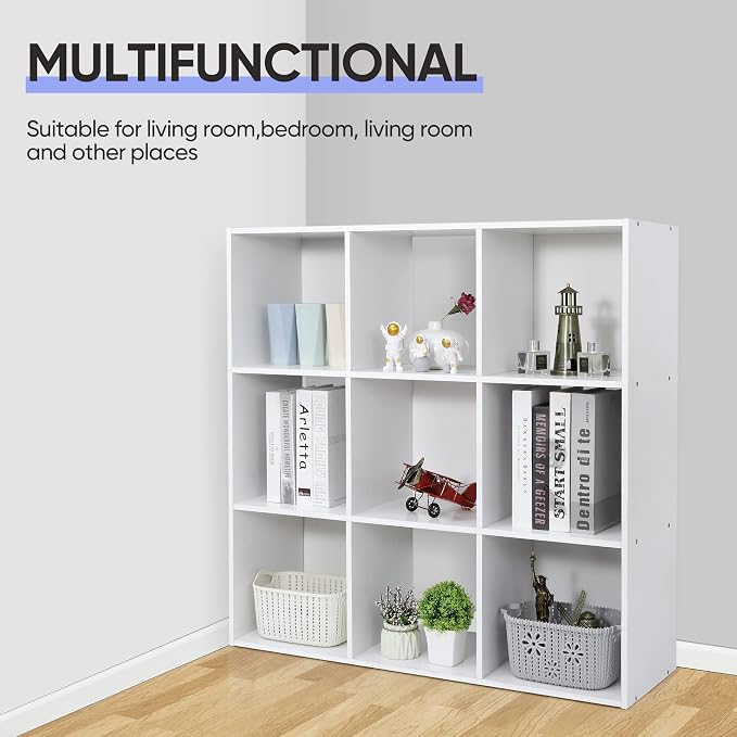 SUPER DEAL 9 Cube Storage Organizer 11 inch Cube Storage Shelf 3 x 3 Wood - Image 6
