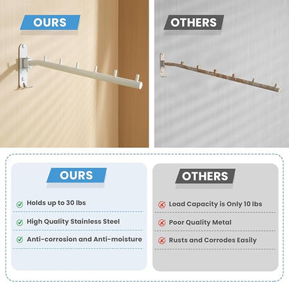 Mooche Swing Clothes Hanger Rack, Garment Racks Folding Clothes Bar Wall Mounted - Image 8