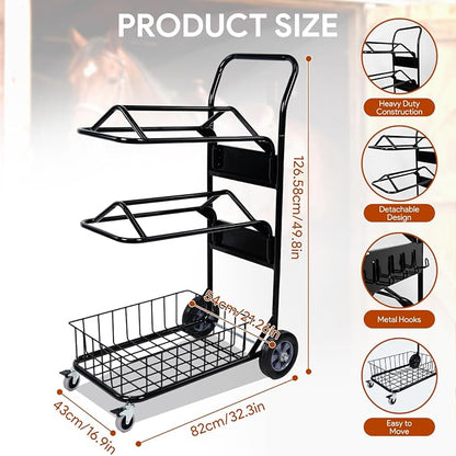 2 Tier Rolling Saddle Rack Cart - Image 3
