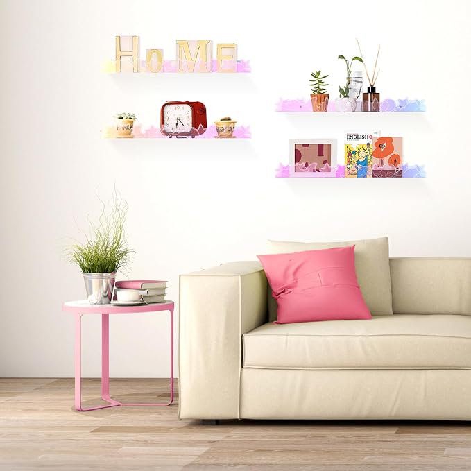 Floating Shelves for Wall, 4 Pack 15.7’’x 3.5’’Adhesive Acrylic Shelves - Image 5