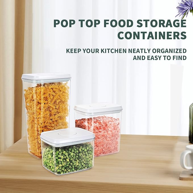Pop Top Food Storage Containers, Leakproof Pantry Food Storage Containers - Image 2