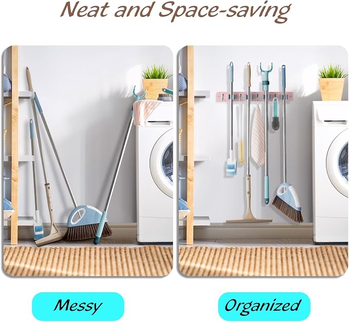 Pink Mop Broom Holder Wall Mount - Image 4