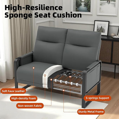 3-Piece Living Room Sofa Set, Faux Leather Loveseat & Accent Chairs Set of 2 - Image 4