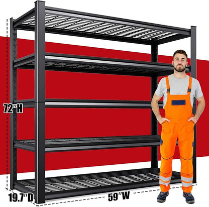 Set of 2 Garage Shelving-3500 lbs 5 Tier Storage Shelves, Adjustable Heavy Duty - Image 3