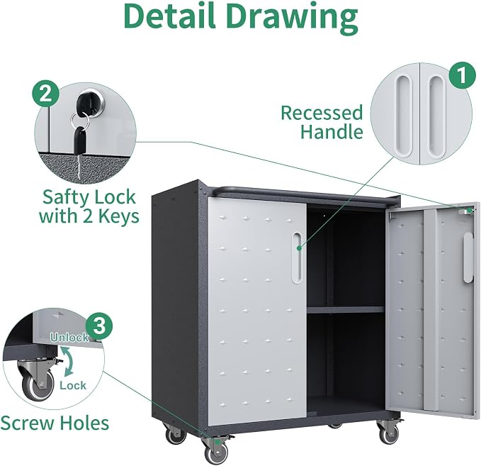 Metal Tool Cabinet, Garage Storage Cabinet System, Wall Cabinet & Locking - Image 6