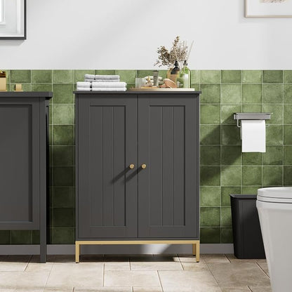 Homhedy Bathroom Storage Cabinet, Freestanding Floor Cabinet, Adjustable Shelves - Image 9
