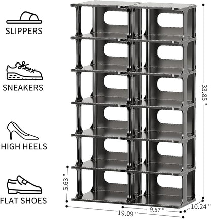 HAIXIN 14 Tier Vertical Black Shoe Rack - Image 8