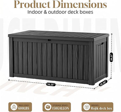 ROJIK 150 Gallon Outdoor Storage Box Waterproof, Weatherproof Deck Boxes - Image 3