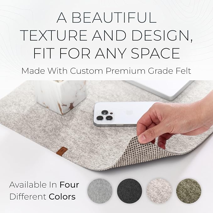 Nordik Large Felt Desk Mat – Stone Oat Beige – 35 x 17 inch – Computer Desk Mat - Image 2