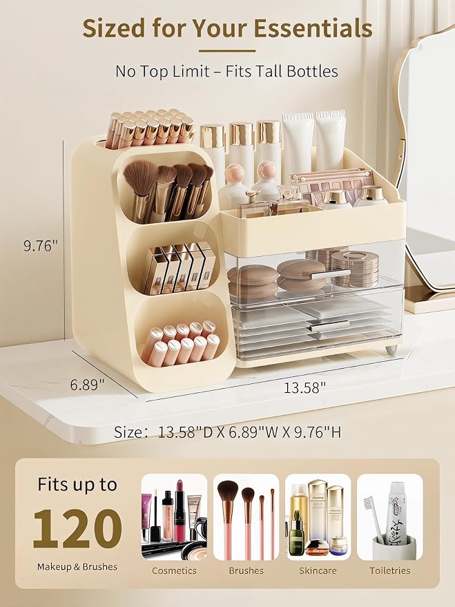 Booklov Makeup Organizer for Vanity, Large Capacity Cosmetic Display Case - Image 2