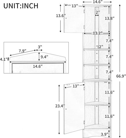 66.9" Tall Corner Bathroom Cabinet - Image 2