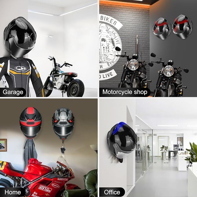 PAHTTO Motorcycle Helmet Holder 2 Pack, Helmet Rack Wall Mount - Image 5