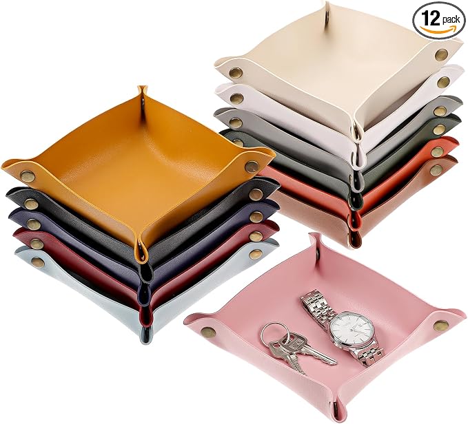 12 Pcs Leather Valet Trays, Key Tray by Tolare