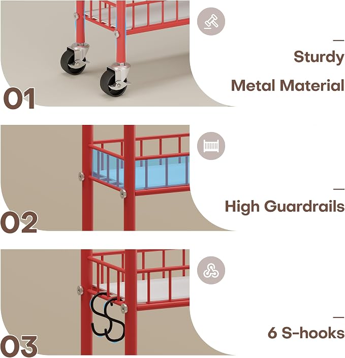 Slim Rolling Storage Cart, 6 Tier Metal Kitchen Rolling Utility Cart - Image 6