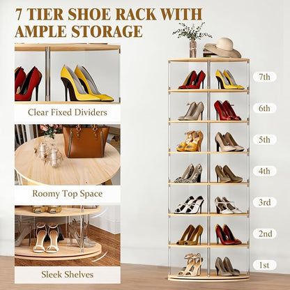TAKEKIT 7-Tier Rotating Shoe Rack, 360 Degree Spinning Shoe Rack Tower - Image 5