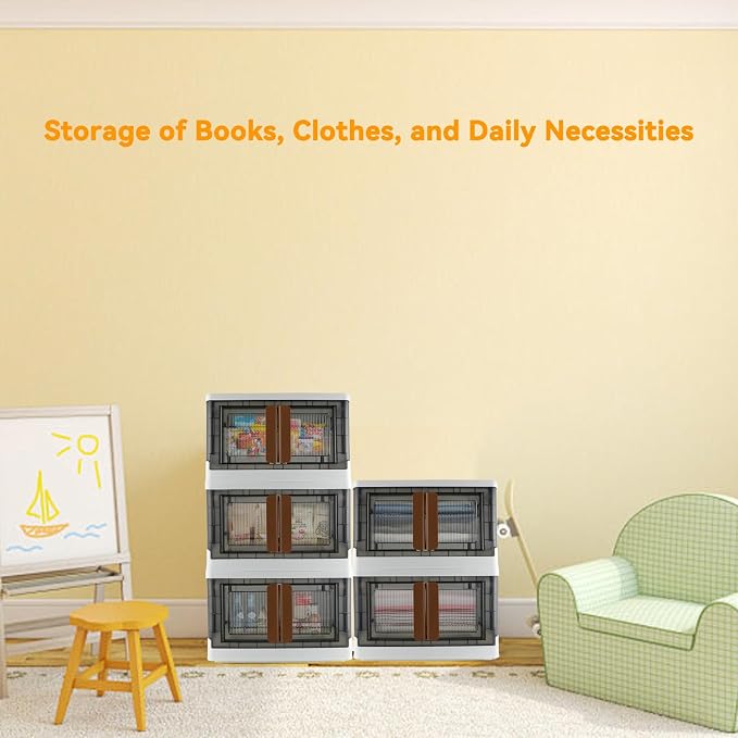 Storage Box, Cabinet with Lids, 8.4 Gallon Capacity, With Double Door and Lock - Image 8